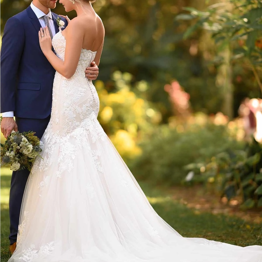Ivory wedding gown with train